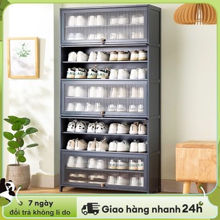 Woodland Tủ giày bằng tre với nắp, tủ kính acrylic, giá để giày hiện đại, tủ giày cửa lật, tủ gỗ trưng bày, kệ sách