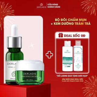 Bộ Đôi Serum Giảm Mụn Khô Cồi Derladie 10ml, Kem Dưỡng Tràm Trà Derladie Herbal Extract Care Cream 50ml