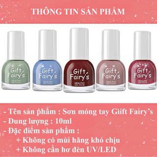 (SALE SIÊU SOC) Sơn thường Gift Fairy's - Sơn thường hữu cơ không chất độc hại - Sơn móng thường tự khô không cần hơ máy