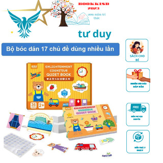 Sách bóc dán Montessori 17 chủ đề, học liệu busy book bóc dán tiếng Anh