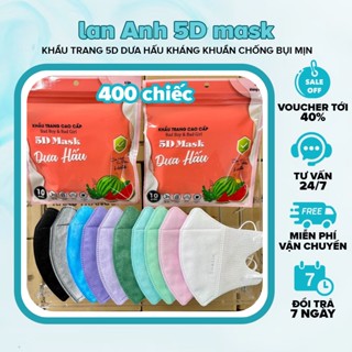 Khẩu Trang 5D DƯA HẤU Kháng Khuẩn, Ngừa Bụi - Khẩu Trang 4 Lớp Thiết Kế Ôm Sát, Thon Gọn Mặt COMBO 400 chiếc