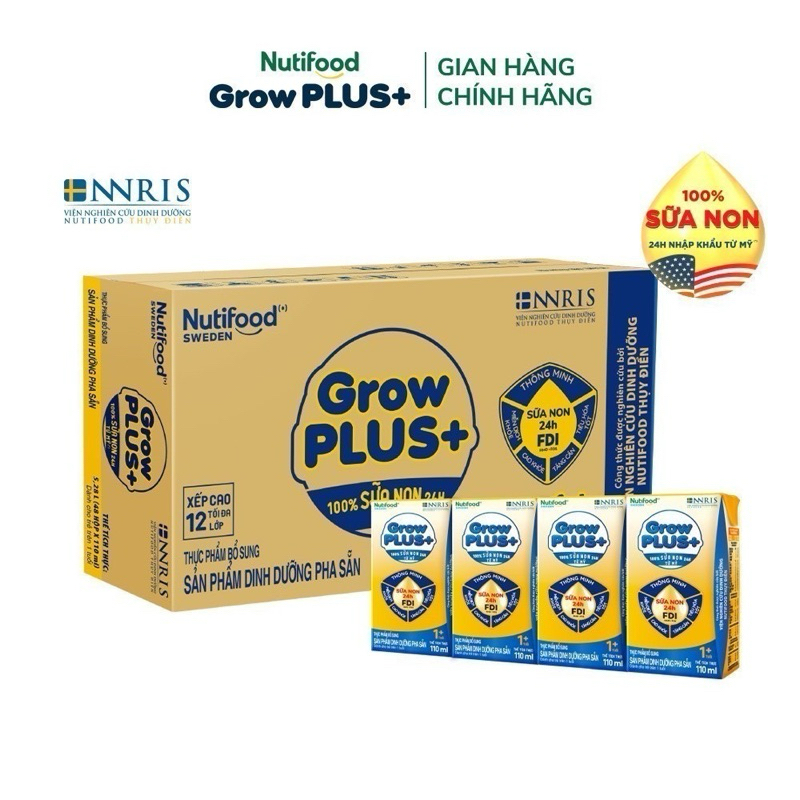 (DATE T8/2024)Sữa bột pha sẵn Grow Plus 110ml