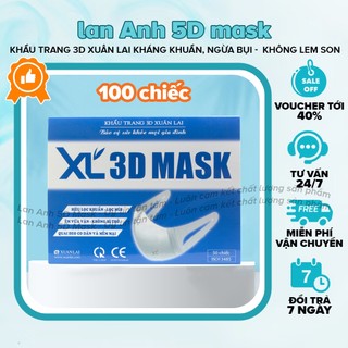 2 Hộp Khẩu Trang 3D Xuân Lai Form Dễ Chịu Ôm Mặt Không Làm Lem Son - Khẩu Trang Y Tế Lọc Bụi Mịn, Không Bí Thở 100 chiếc