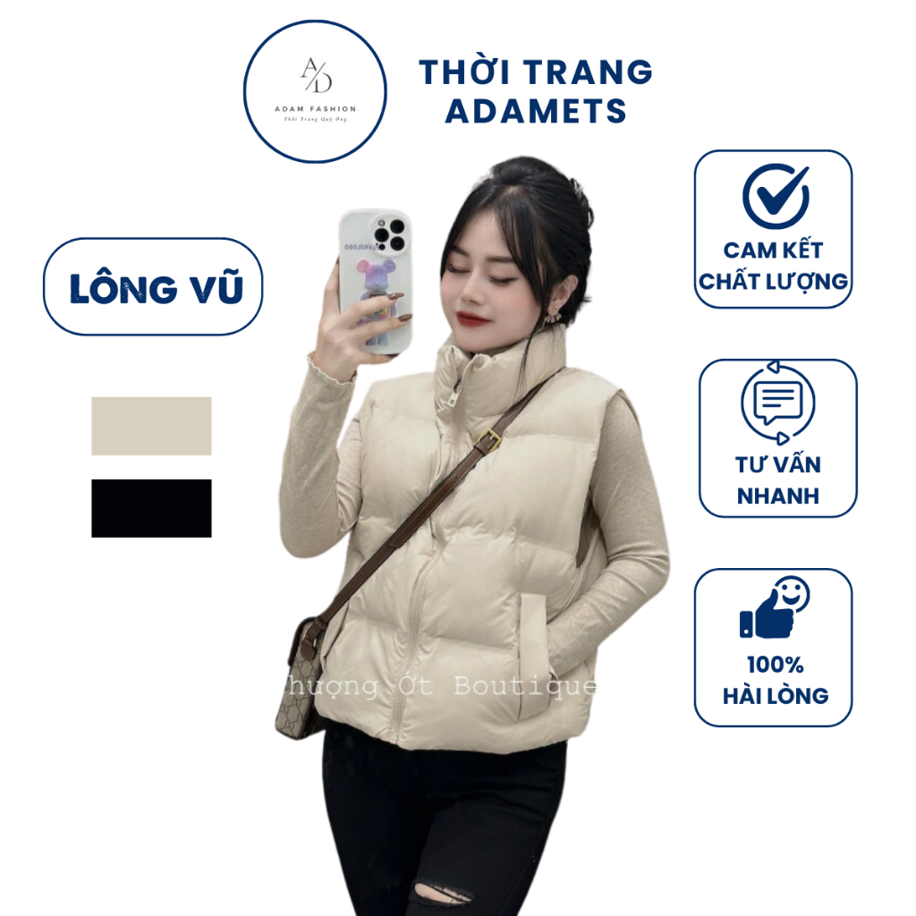 Áo khoác phao gile nữ cổ cao chất vải dày dặn loại cao cấp - Áo phao sát nách nữ mùa đông freesize