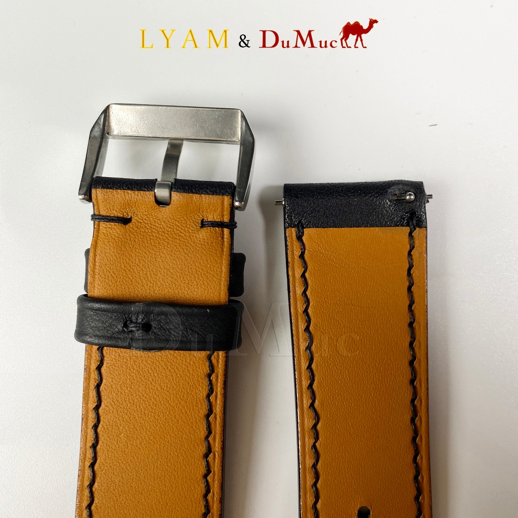Dây da đồng hồ DU MỤC Leather Da Swift Hass Leather from Pháp - Black DTW001D1