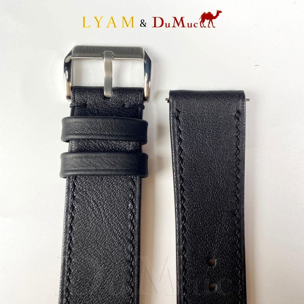 Dây da đồng hồ DU MỤC Leather Da Swift Hass Leather from Pháp - Black DTW001D1