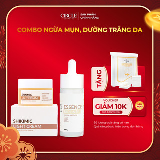 Combo Ngừa Mụn, Dưỡng Trắng Da CIRCLE Serum mụn 30ML và Kem mụn hoa hồi làm sáng da, mờ thâm 30gr