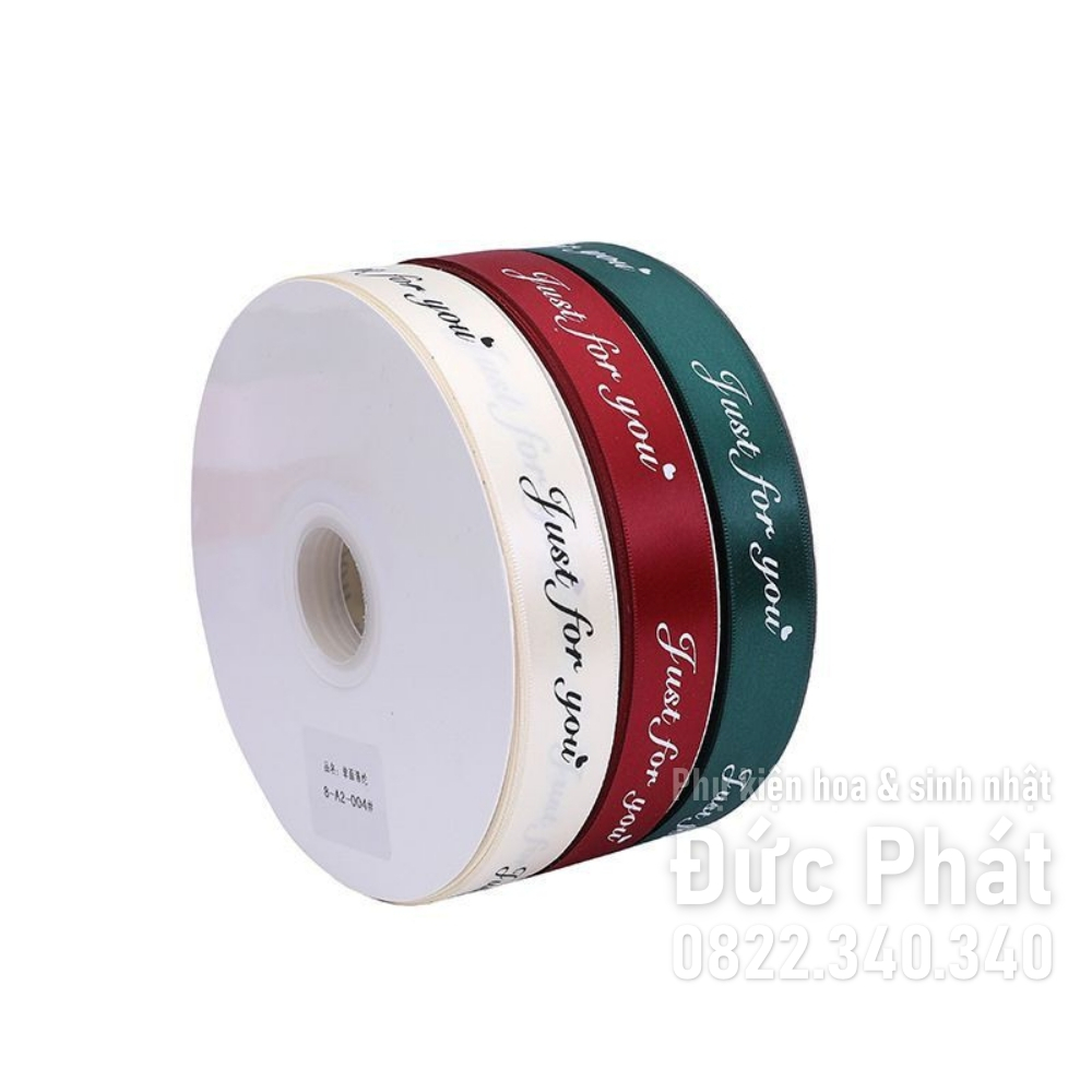 Cuộn Dây Ruy Băng 50 Yards 2mm In Chữ just for you Dùng Trang Trí Tiệc Cưới / Giáng Sinh