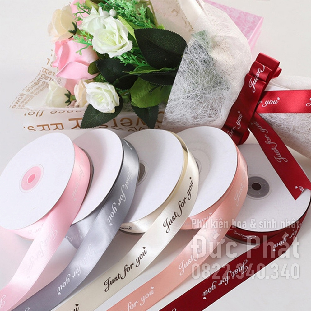 Cuộn Dây Ruy Băng 50 Yards 2mm In Chữ just for you Dùng Trang Trí Tiệc Cưới / Giáng Sinh