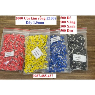 Combo 4 màu cos kim rỗng bóp đầu dây điện , cos pin e0508, e7508, e1008, e1508, e2508