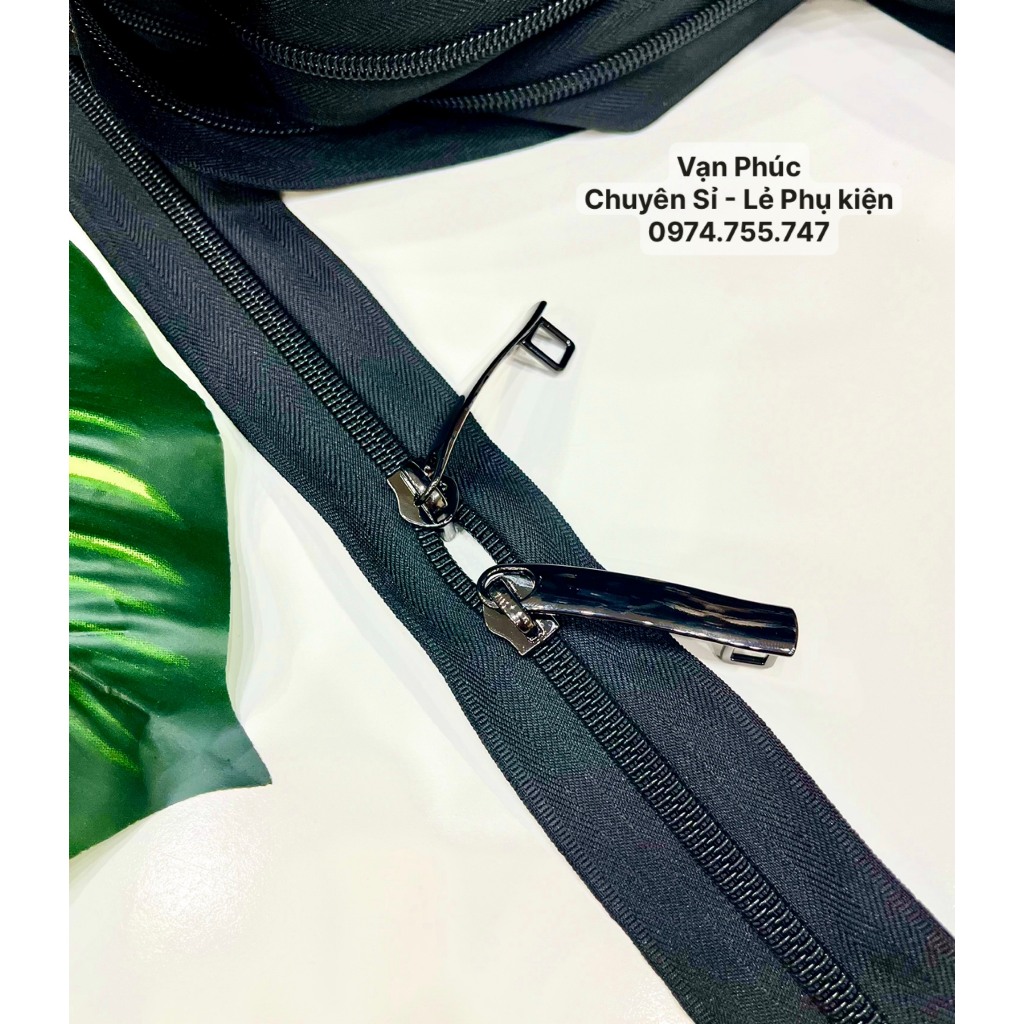 Combo Dây kéo đôi số + đầu kéo đôi số 8 Chống rạch dùng cho Vali