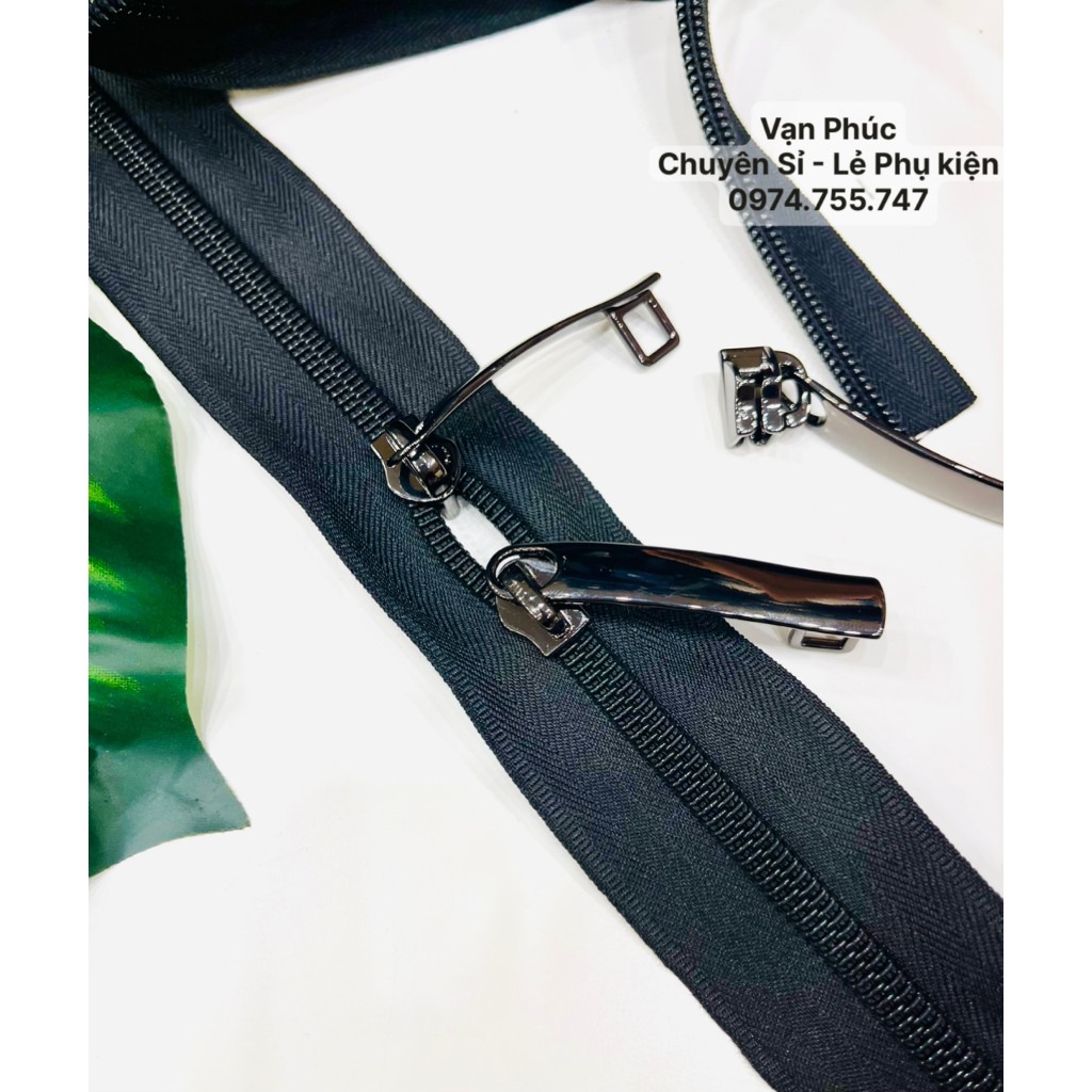 Combo Dây kéo đôi số + đầu kéo đôi số 8 Chống rạch dùng cho Vali