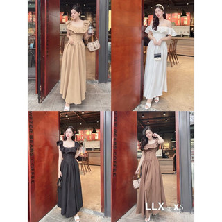 SALE Váy Thô Trễ Vai Chun Ngực Khuy Bọc LLX • Melanie Boutique