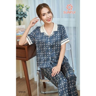 ST9126 BỘ PIJAMAS LỤA ÁO CỘC QUẦN DÀI