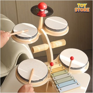 Bộ đồ chơi đánh trống đàn nhạc cụ bằng gỗ cao cấp cho bé toystore FUDAER