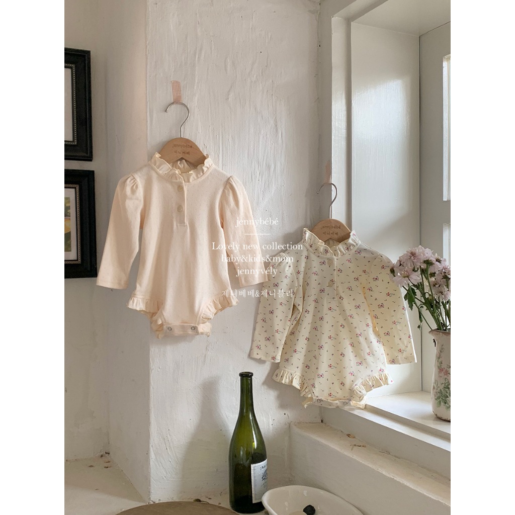Bodysuit cổ ren hoa nhí cho bé gái jennybebe