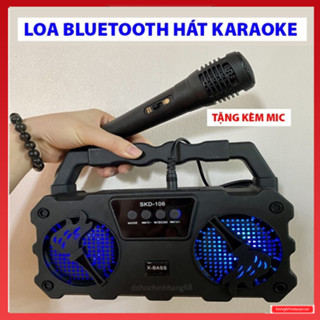 Loa Bluetooth Hát Karaoke SKD -106 Tặng Kèm Mic Hát Hay Nghe Nhạc Cực Đã Âm Bass  Mạnh Bảo Hành 12 Tháng