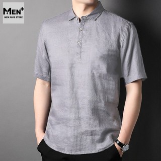 Áo sơ mi nam vải đũi dáng polo cao cấp - Áo polo nam vải đũi thoáng mát