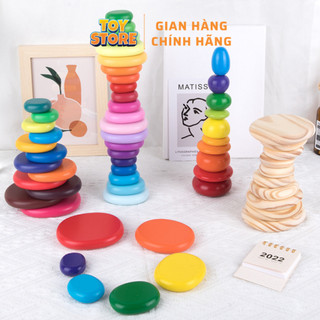 Bộ đồ chơi đá cuội nhiều màu sắc bằng gỗ cho bé toystore FUDAER
