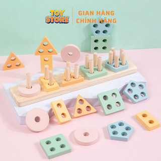 Bộ đồ chơi xỏ hình bằng gỗ luyện tư duy cho bé toystore FUDAER
