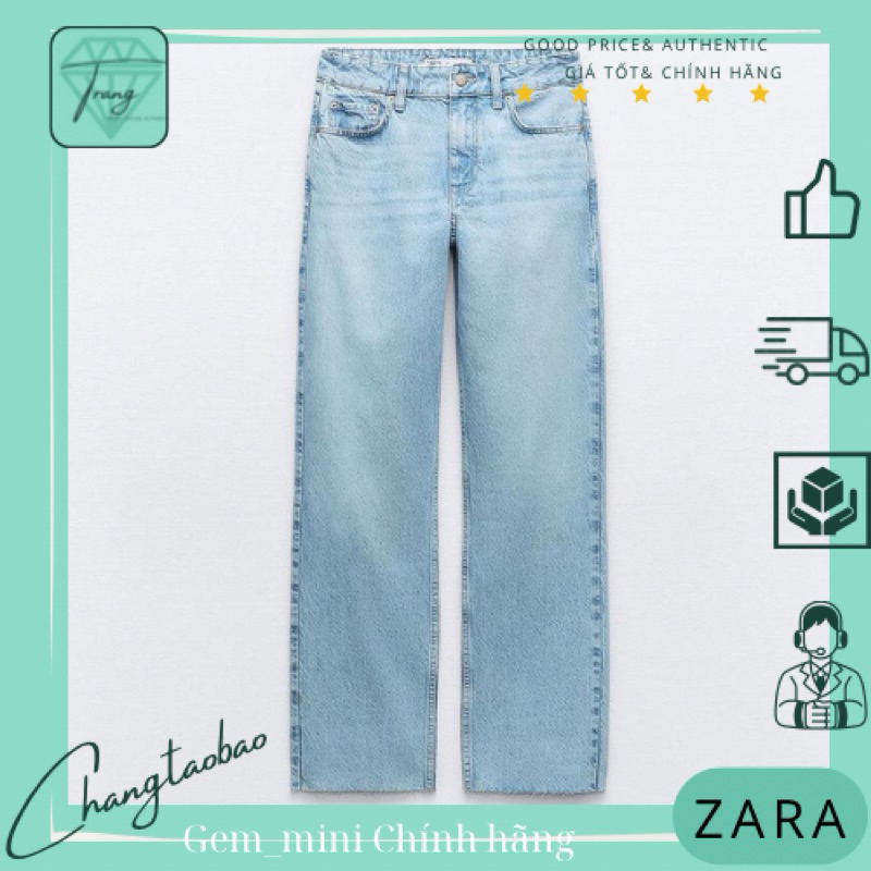 Zara Auth Quần jean suông lưng trung nữ size 36