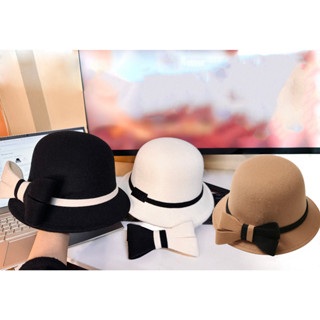 Mũ dạ vành cụp tiểu thư phối nơ dễ dàng tháo rời, dễ thương, xinh đẹp cho nữ MU33