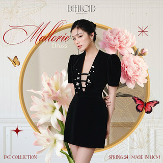DEELUCID - Mallorie Dress ( Váy đen nhung velvet đính đá cao cấp)
