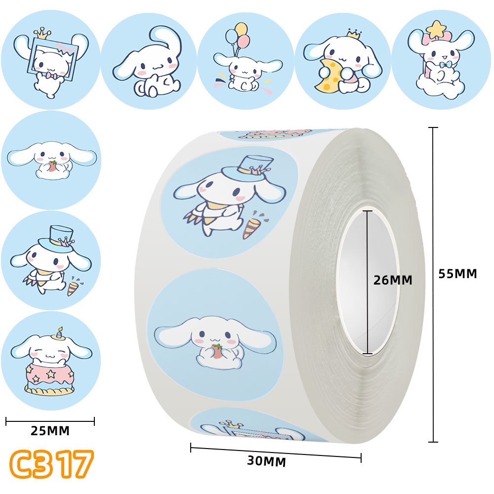 Cuộn sticker 500 tem nhiều mẫu xinh