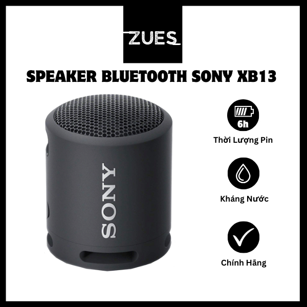 Loa Bluetooth Sony SRS-XB13 Âm Bass Mạnh Mẽ Chống Nước IP67 Chơi Nhạc 16H - Kết Nối 2 Loa - Bảo Hành 2 Năm