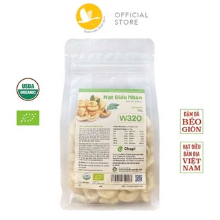 Hạt điều hữu cơ Chapi: Điều tươi hữu cơ nguyên hạt - Túi 400g