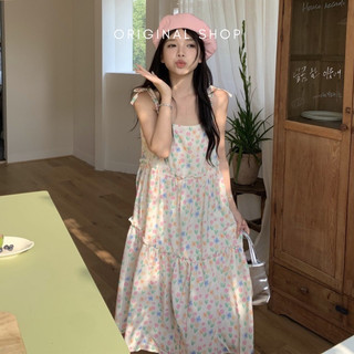 Váy Hoa Váy Hai Dây Đi Biển Freesize Váy Nữ Mùa Hè