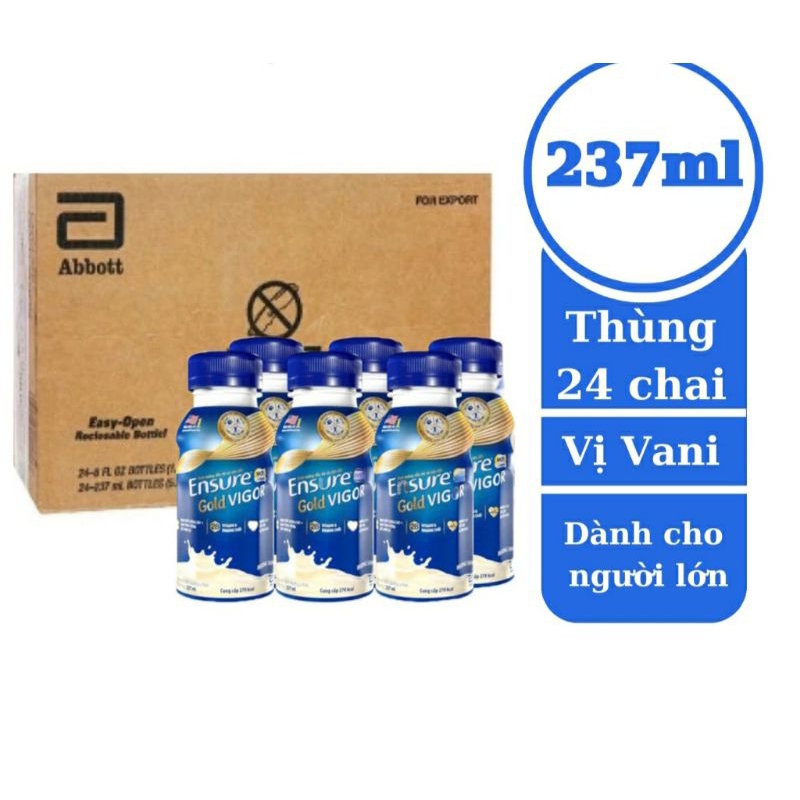 [HSD 01/2025] Thùng 24 chai sữa pha sẵn Ensure Gold Vigor/Original Vani