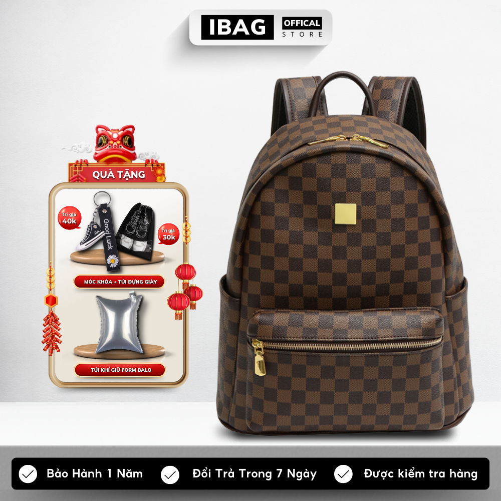 Balo Da Đi Học IBAG Balô Da Thời Trang Nam Nữ Cặp Da Pu Cao Cấp Balo mc Cặp Đi Học Ulzzang Balo Đựng Laptop 14 Inh