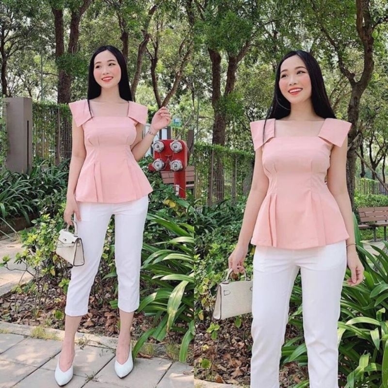 Áo babydoll nữ ,áo kiểu peplum cổ vuông xếp ly xoè nhẹ ,chất tuyết mưa dày dặn ,mặc đi làm đi chơi đi tiệc