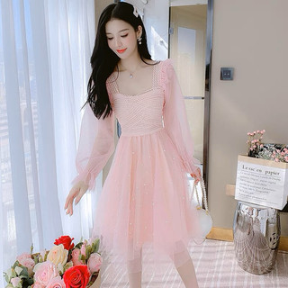 váy Hồng qc phối tay lưới siêu xinh