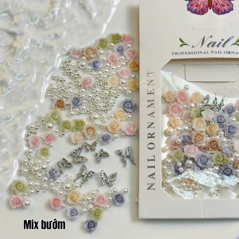 Charm hoa hồng - charm buom, charm nơ mix hoa hồng