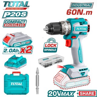 MÁY KHOAN VẶN VÍT DÙNG PIN TOTAL 20V TDLI20602 ( Động Cơ Không Chổi Than )