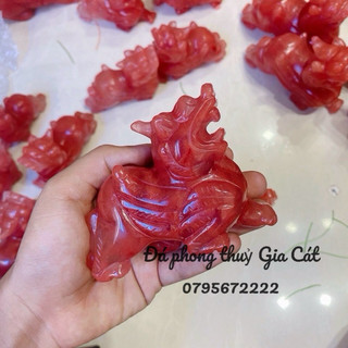 cặp tỳ hưu thuỷ tinh núi lửa đỏ hàng đẹp phong thuỷ cầu tài lộc