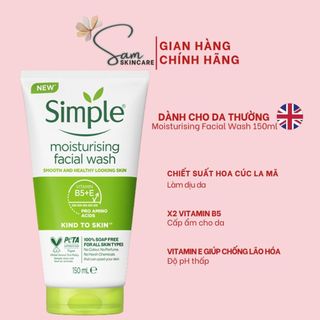 SỮA RỬA MẶT SIMPLE MOISTURISING FACIAL WASH GIÚP DƯỠNG ẨM CHO DA TRÔNG KHỎE VÀ MỊN MÀNG 150ML