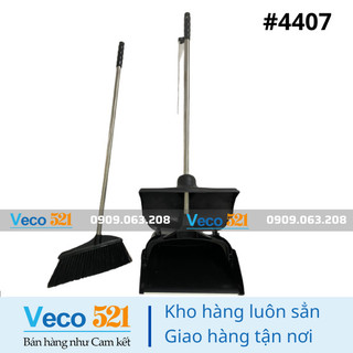 Bộ chổi quét nhà kèm hốt rác, chất liệu nhựa cao cấp, cán bằng Inox, chổi sợi cước nhựa, có nắp đậy kín rất tiện lợi
