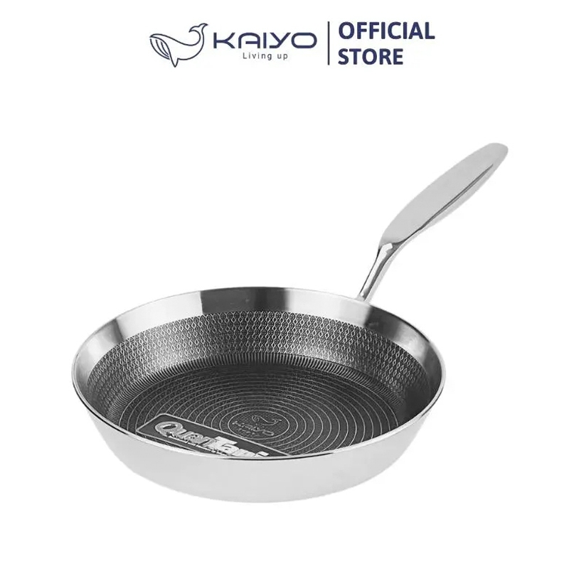 Chảo Inox Chống Dính Hoa Văn Nổi Tri-Ply Đáy Liền Chính Hãng Kaiyo