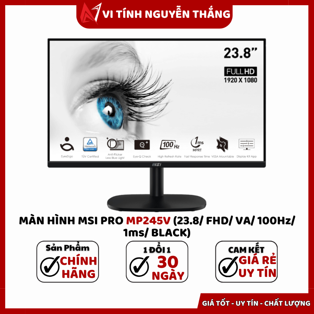 MÀN HÌNH MSI PRO MP245V (23.8/ FHD/ VA/ 100Hz/ 1ms/ BLACK)