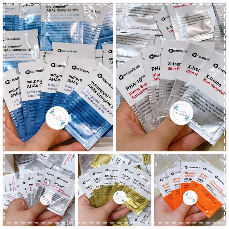 [Sample 1,5ml] Các Sản Phẩm Dưỡng Da md:Ceuticals (Peel 15%,Kem chống nắng,Kem dưỡng,Kem nền)