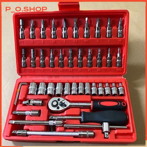 【🔥Free ship🔥】Bộ dụng cụ sửa chữa 46 chi tiết, bộ dụng cụ mở bu lông ốc vít, cờ lê, mỏ lếch - Sửa chữ
