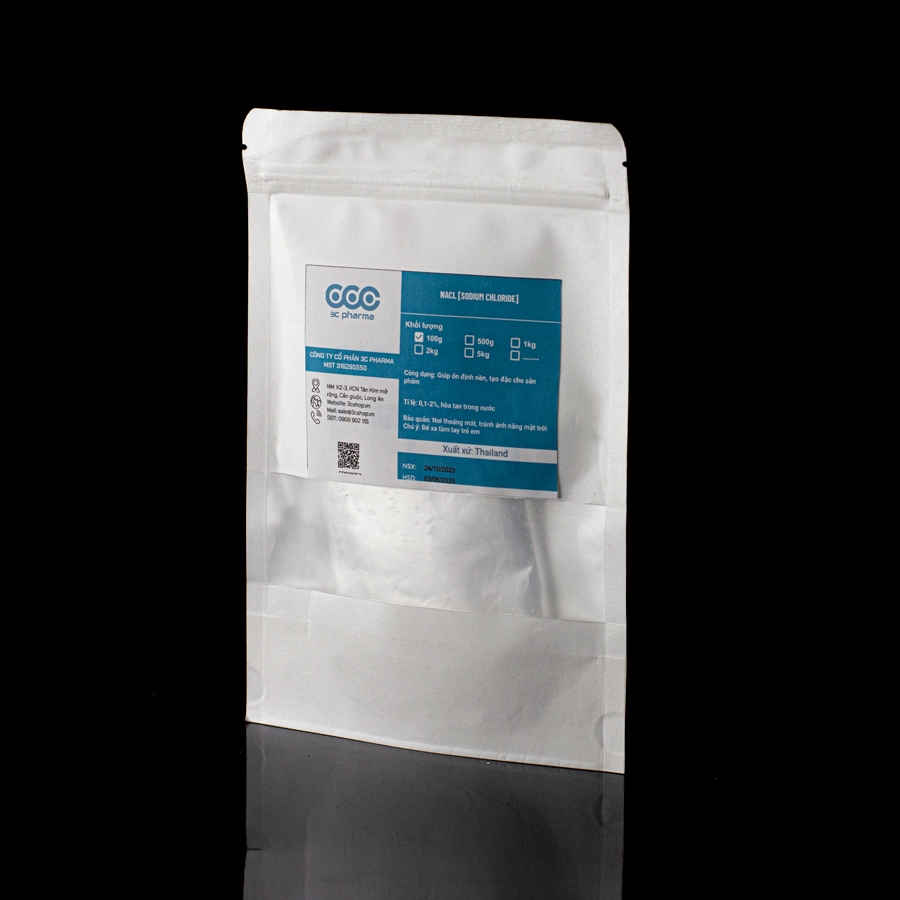 Nacl muối Sodium chloride 100gr,  nguyên liệu làm mỹ phẩm - 3C