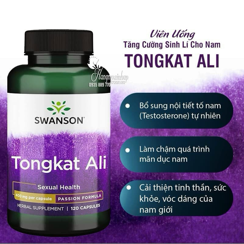 Tongkat Ali Swanson Passion 400mg chai 120 viên Date 2025