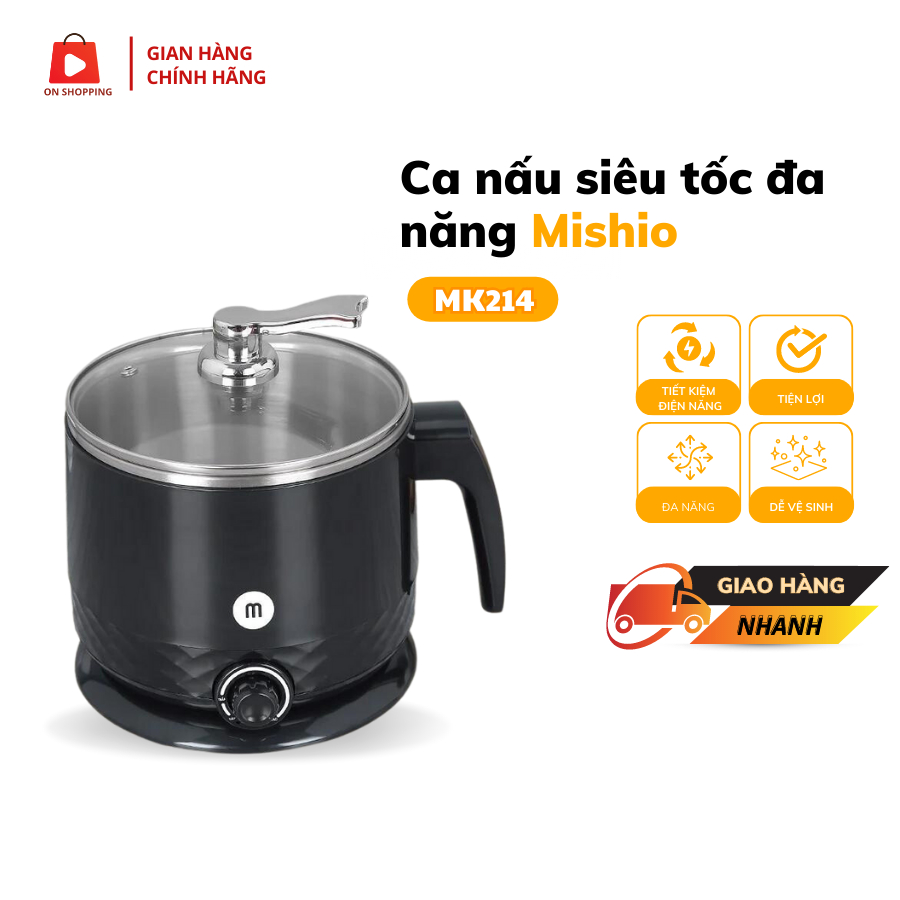 Nồi Điện Đa Năng Nấu Lẩu, Chiên, Xào Tự Ngắt Khi Nấu Xong Mini Mishio MK214 ON SHOPPING
