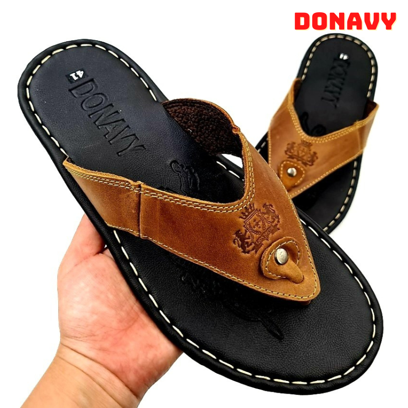 Dép kẹp nam da bò 100%, may full quai Handmade rất chắc chắn, donavykepvuongmien