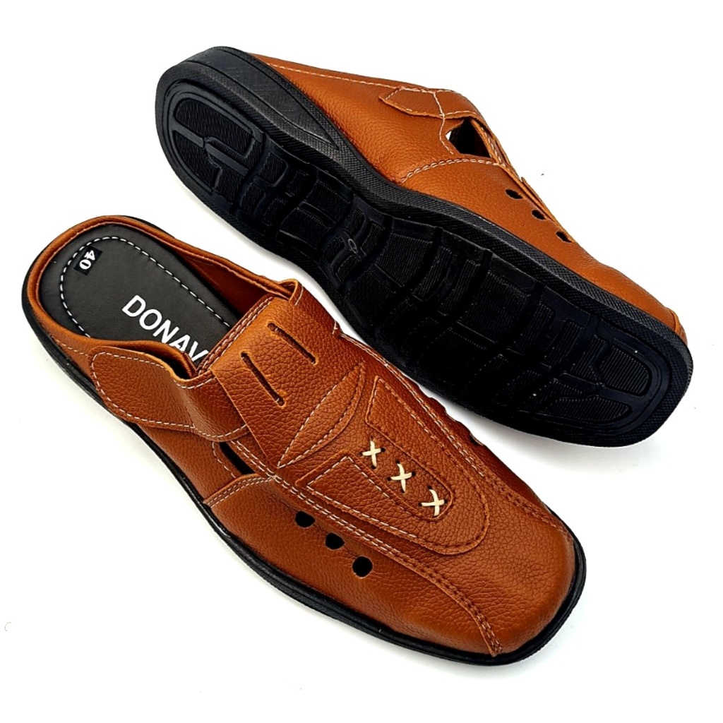 Giày lười nam da PU kiểu quai 3x, DONAVY may đế chắc chắn đi rất êm chân d.glkc
