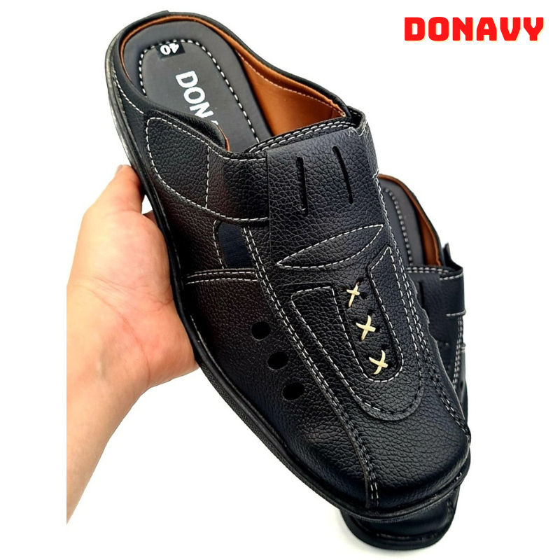 Giày lười nam da PU kiểu quai 3x, DONAVY may đế chắc chắn đi rất êm chân d.glkc